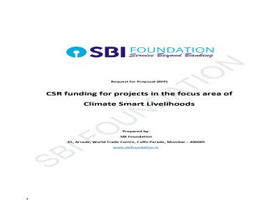 🌱 [Prime Consultancy Services] – Special CSR Funding Alert for NGOs Subject: SBI Foundation RFP for Climate Smart Livelihood Projects – Apply Now!,✅ Funding Support: ₹50 Lakhs to ₹5 Crores (for 1–3 years)